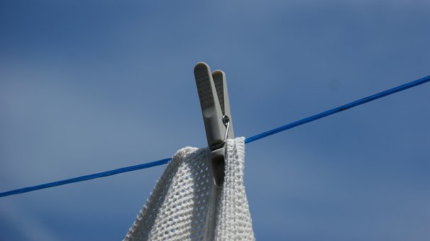Klemme, Tørresnor, Blå Himmel, Sommer