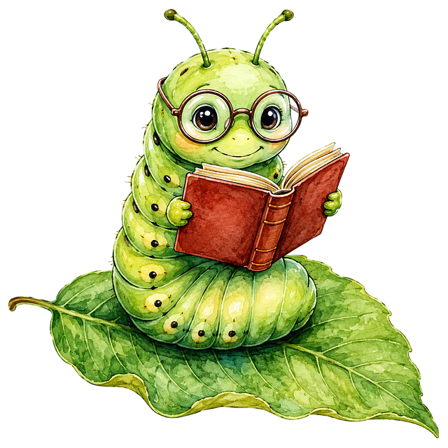 Free book caterpillar reading illustration