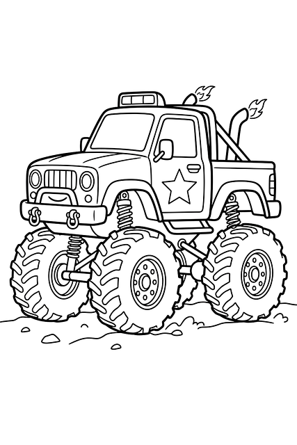 Free Coloring Monster Truck illustration and picture