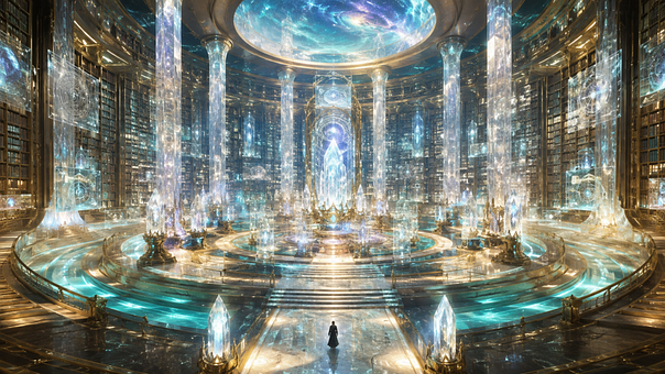 Free Crystal Library Futuristic Architecture illustration and picture