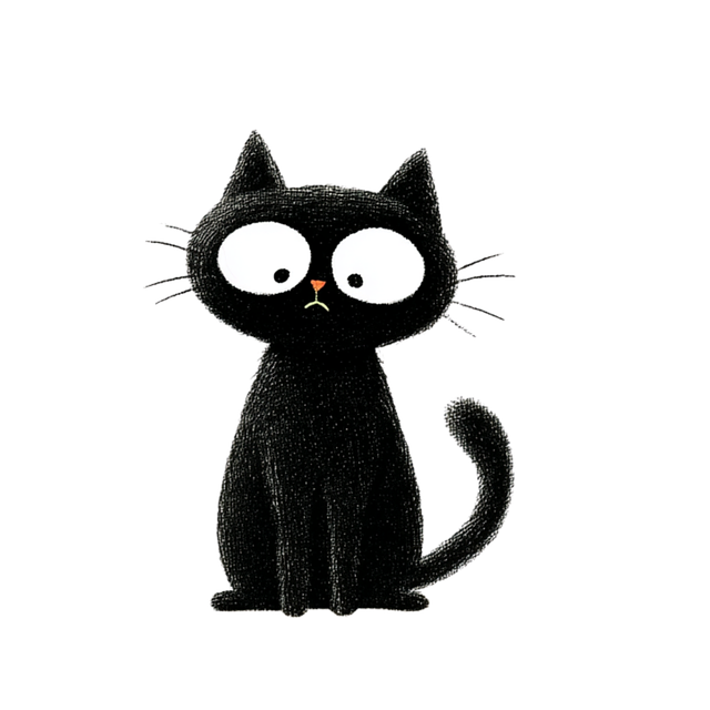 Free black cat cute illustration cartoon illustration