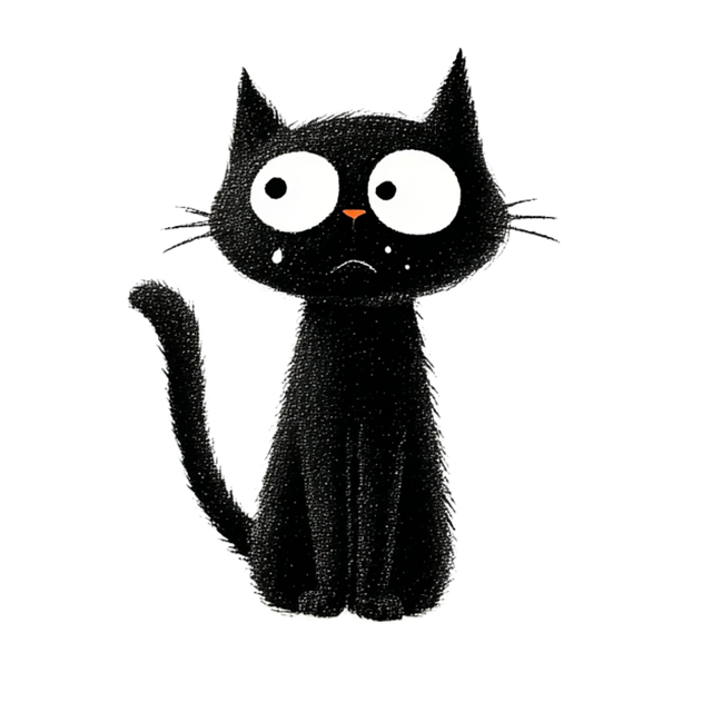 Free black cat cute cat funny cat illustration