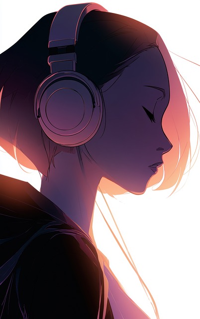 Free woman silhouette headphone illustration