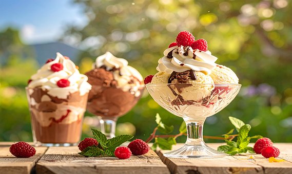 Eis, Dessert, Himbeere, Schokolade