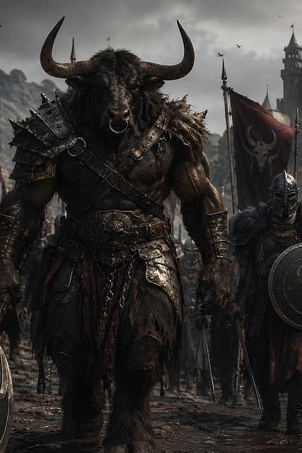 Fantasi, Minotaur, Kriger, Rustning, Tyr