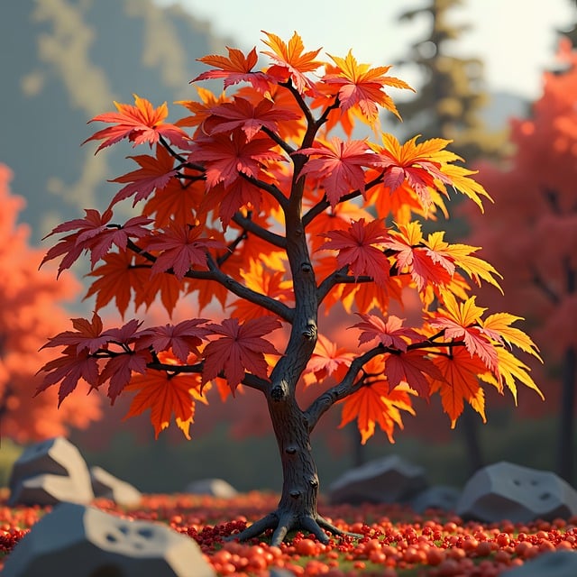 Free japanese maple autumn tree red leaves illustration