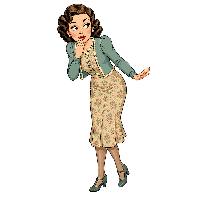 Free retro cartoon character woman illustration