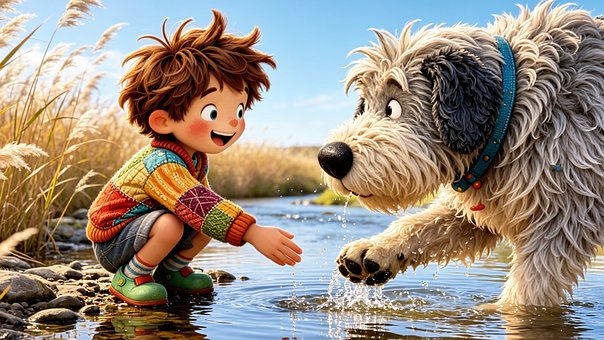 Free Boy Dog illustration and picture