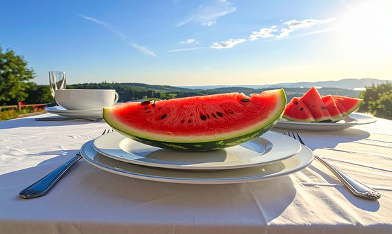 Wassermelone, Sommer, Tisch, Hintergrund