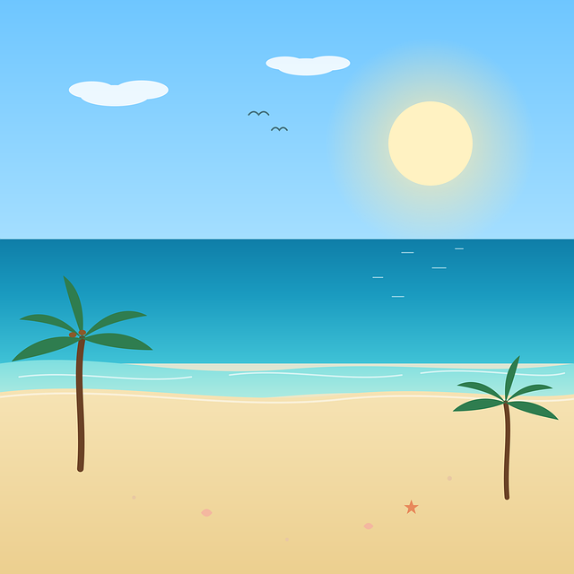 Free beach sea palm tree vector