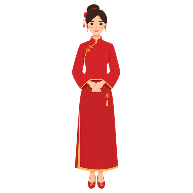 Free chinese woman lunar new year traditional chinese dress vector