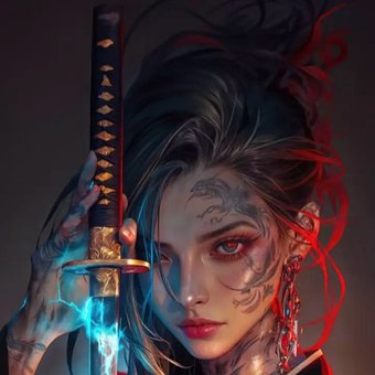 Anime, Katana, Krieger, Frau, Schwert