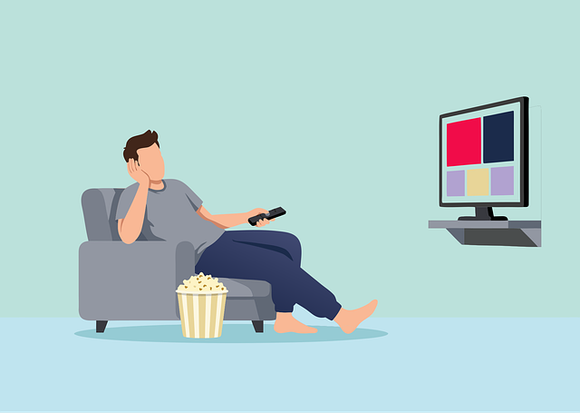 Cartoon, Komfort, Fernsehen Schauen