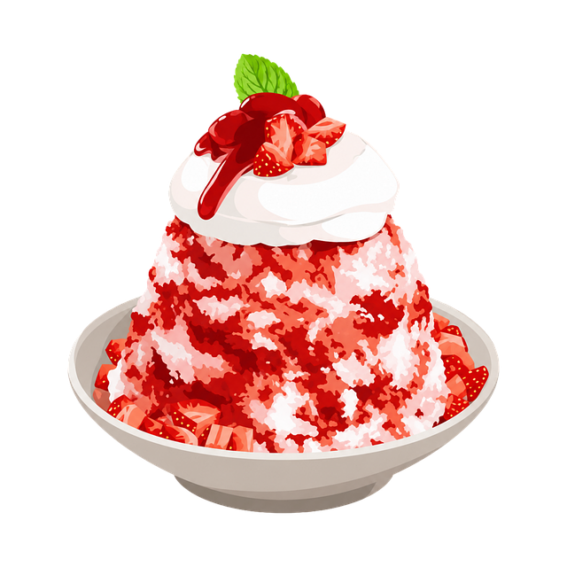 Free kakigori strawberry syrup whipped cream vector