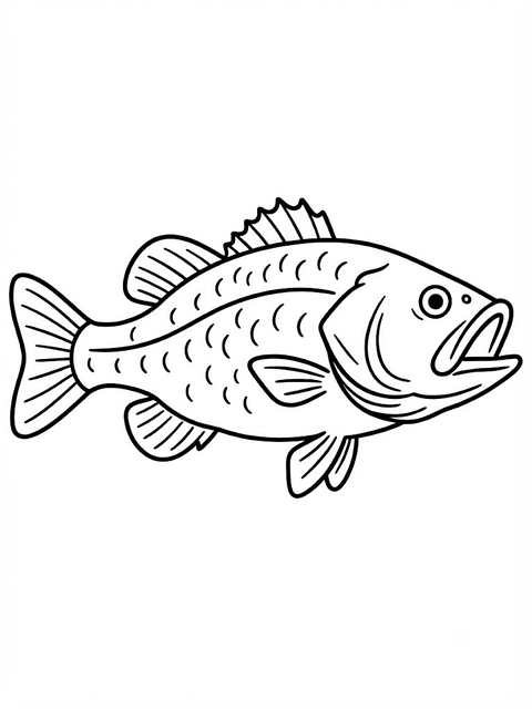 Free fish coloring page fish line art carp sketch illustration