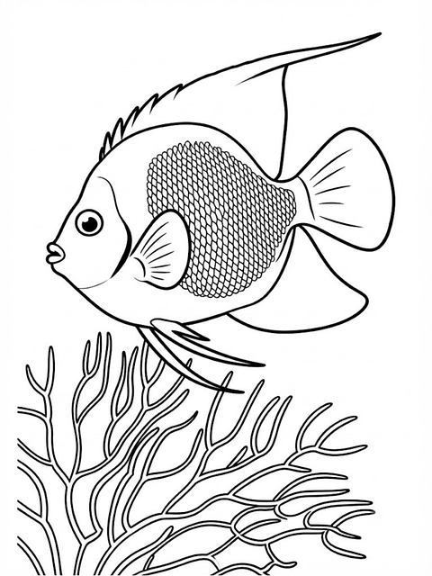 Free angelfish coral reef cute illustration