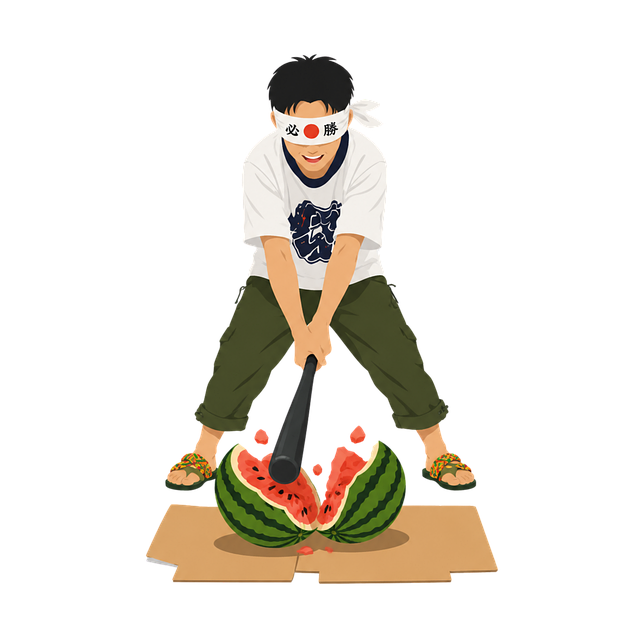 Free suikawari watermelon traditional game vector