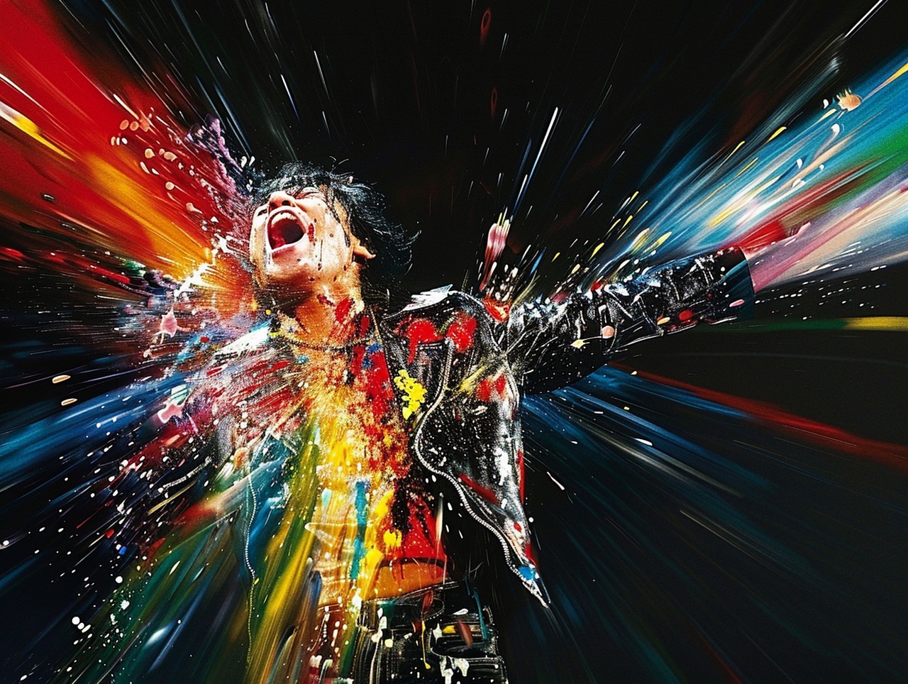 Free emotional explosion leather jacket artwork illustration