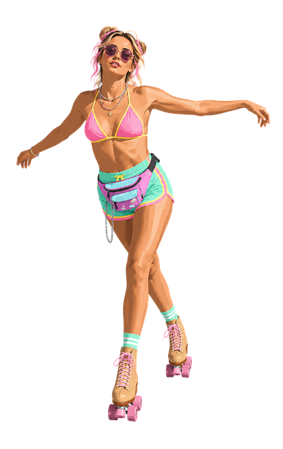 Free roller skater woman pastel colors vector