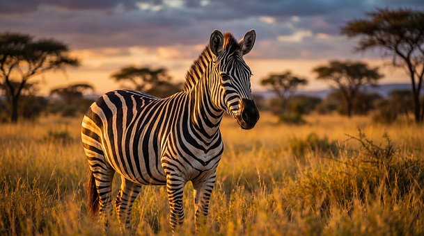 Zebra, Savana, Příroda, Zlatá Hodina