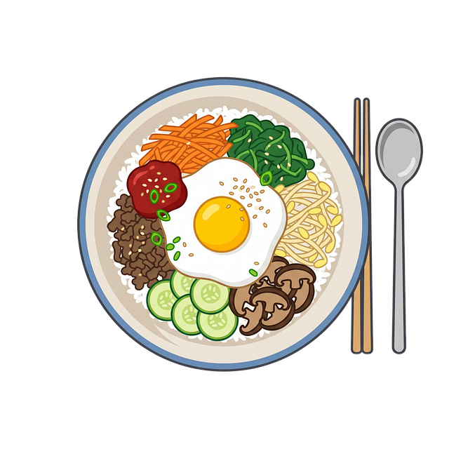 Free korean food rice bowl fried egg vector