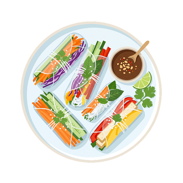 Free spring rolls vietnamese appetizer vector