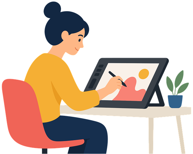 Free female artist digital art tablet illustration
