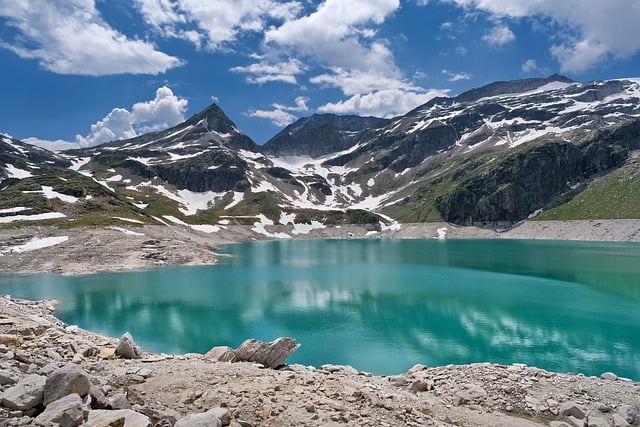 Lago, Montanhas, Neve, Natureza