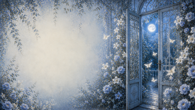 Free moonlight conservatory open door illustration