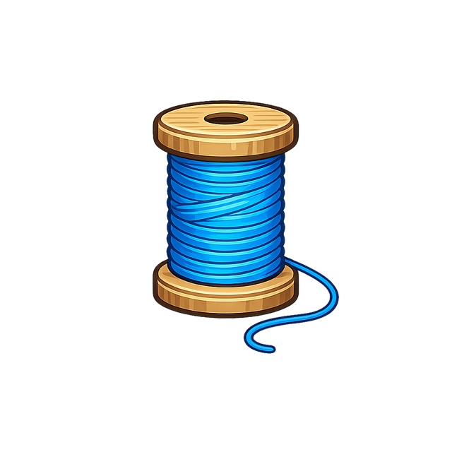 Free blue cord wooden spool craft material vector