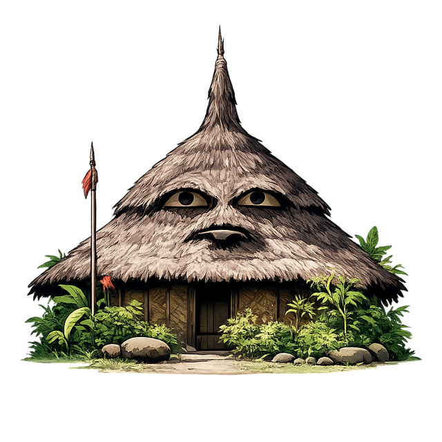 Free papua new guinea spirit house tribal culture illustration