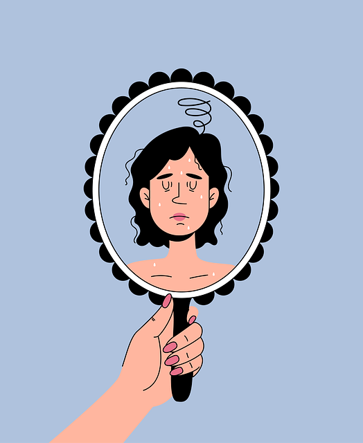 Free mirror mental health anxiety illustration