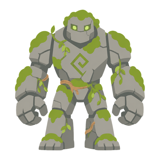 Free stone golem rock golem forest golem vector