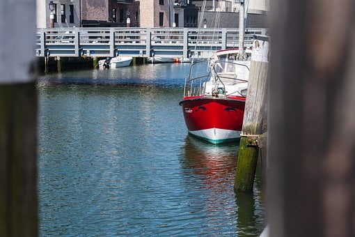 Motorboot, Rot, Hafen, Meer, Yacht