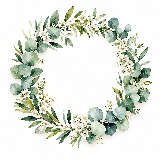 Free botany eucalyptus white flowers illustration