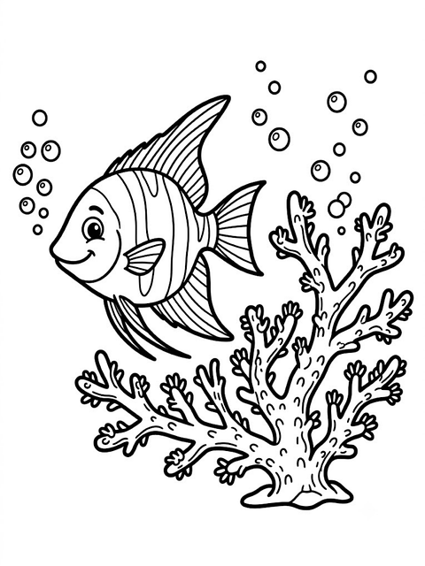 Free fish angelfish coral reef illustration