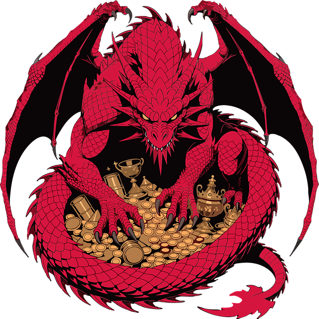 Free dragon treasure fantasy illustration