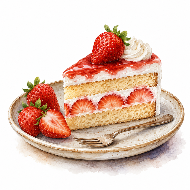 Free strawberry cake cream fresh strawberries illustration