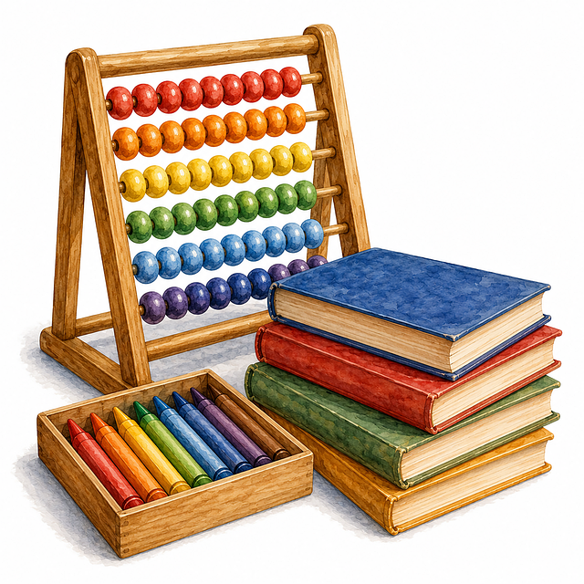 Free abacus books crayons illustration