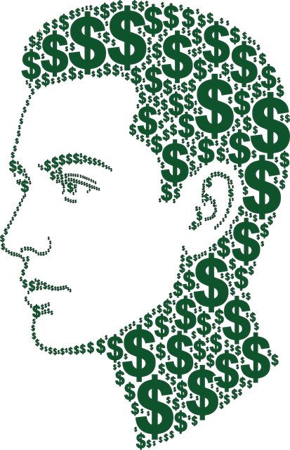 Free profile human silhouette dollar symbol vector