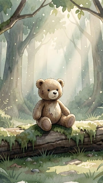 Free teddy bear toy forest illustration