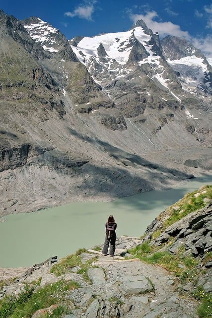 Montanhas, Glaciar, Lago, Caminhada