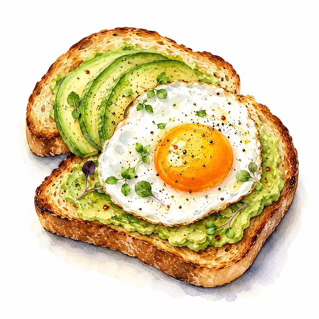 Avocado-Toast, Spiegelei