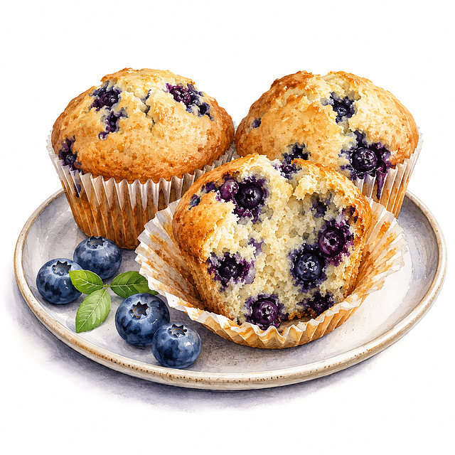 Free blueberry muffins home baking cake illustration
