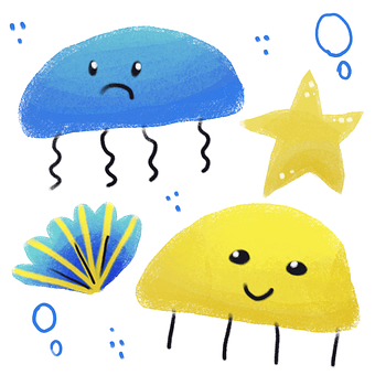 Free Starfish Jellyfish illustration and picture
