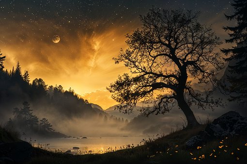 Free River Fog illustration and picture