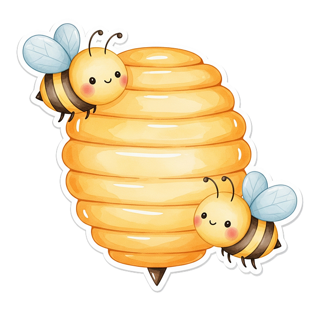 Free beehive watercolor illustration cute bee illustration