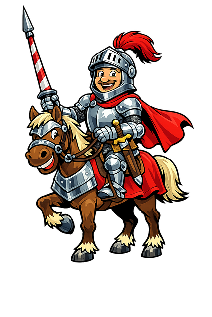 Ritter, Karikatur, Pferd, Rüstung, Lanze