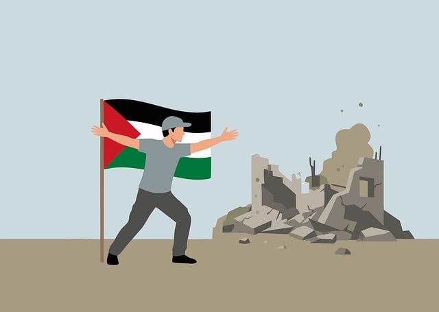 Free palestinian flag protest cartoon vector