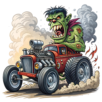 Free Cartoon Hotrod illustration and picture